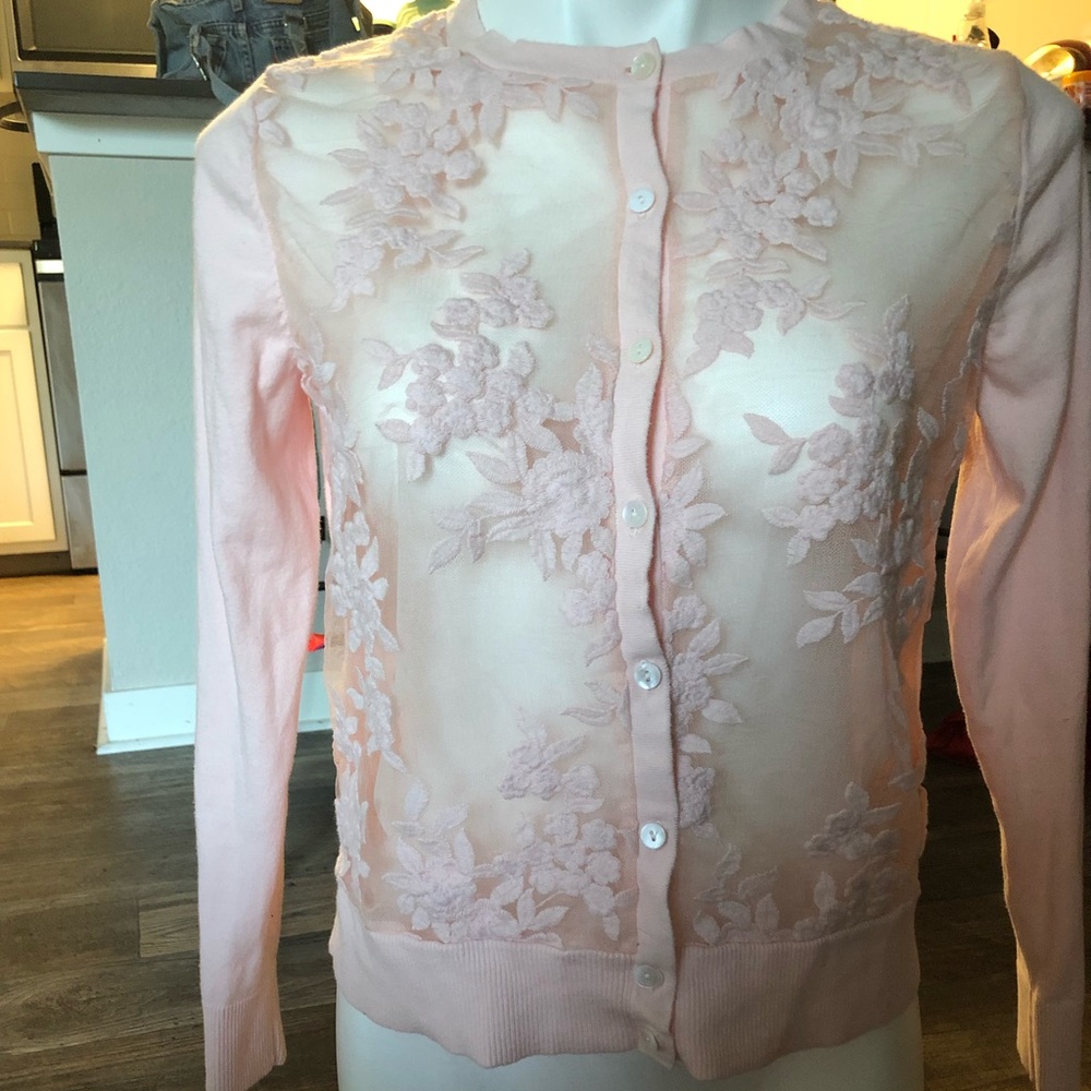 A.New.Day Lace Pink Hutton up cardigan💘